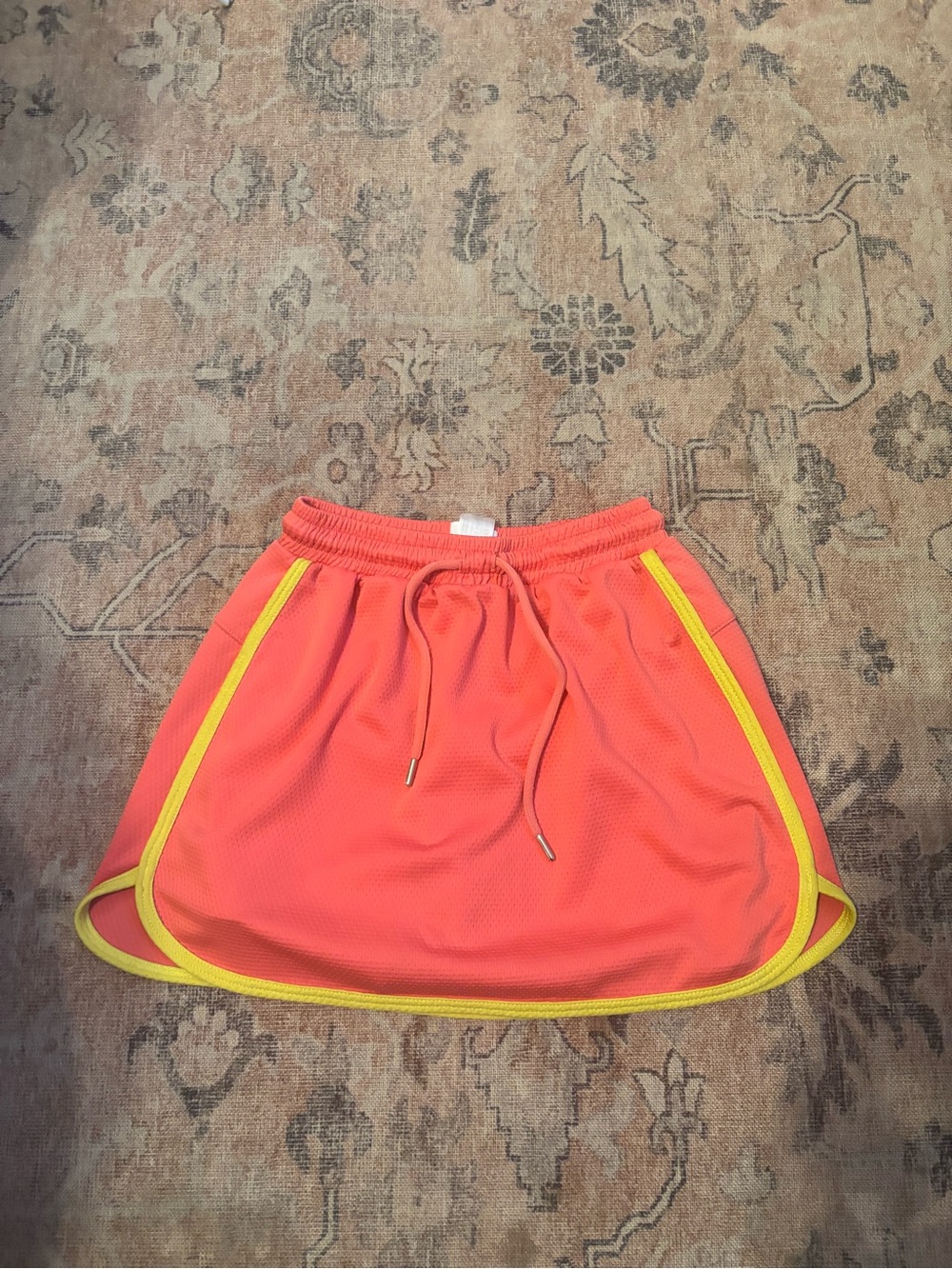Hanna Andersson Bright Coral Athletic Skort with Yellow Accents
